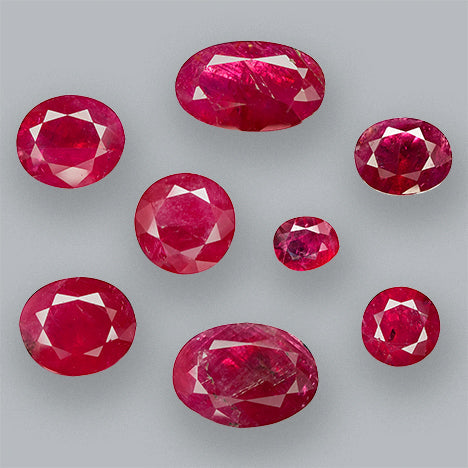 variety of polished red rubies