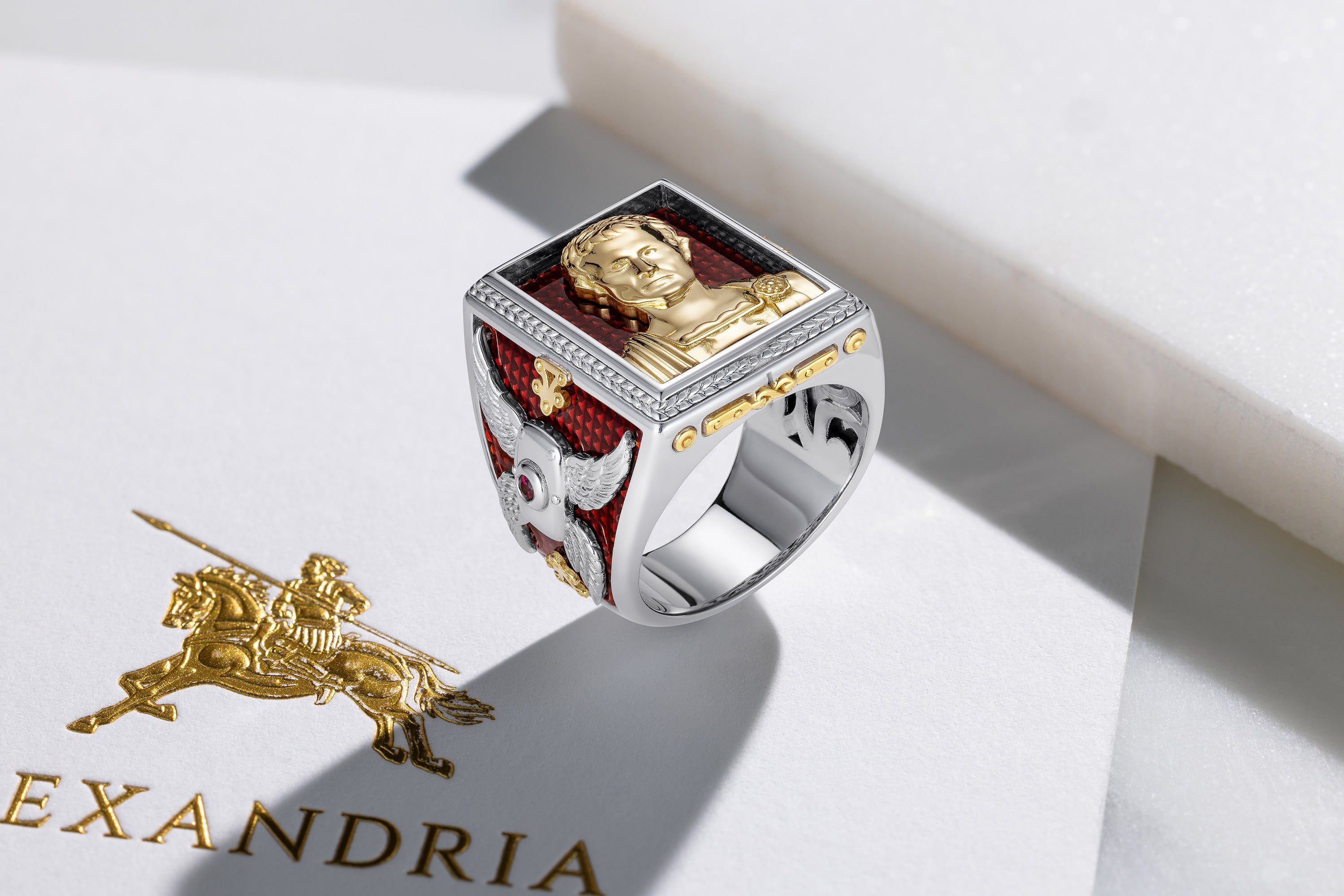 mens grand feu enamel ring
