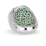 back of mens luxurious white gold ring with mongolian pattern